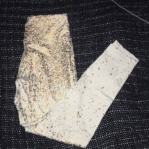 gold and white leggings